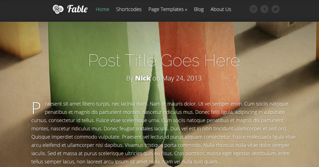 Fable WordPress theme for travel blogs