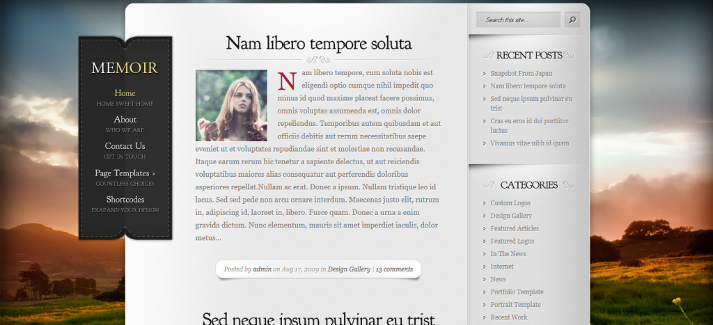 Memoir  wordpress theme